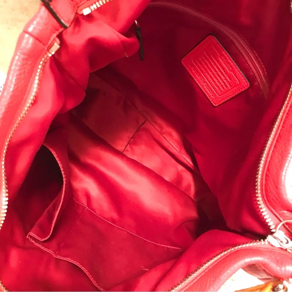 Coach Park Red Pebble Leather Hobo Shoulder Bag